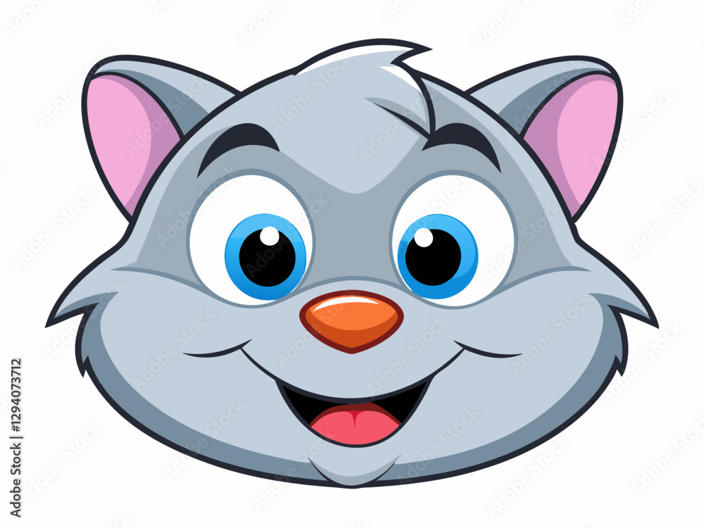 Adorable Cartoon Cat Face with Big Blue Eyes – Cute and Friendly Feline Illustration. Adorable Cartoon Cat Face with Big Blue Eyes – Cute and Friendly Feline Illustration.