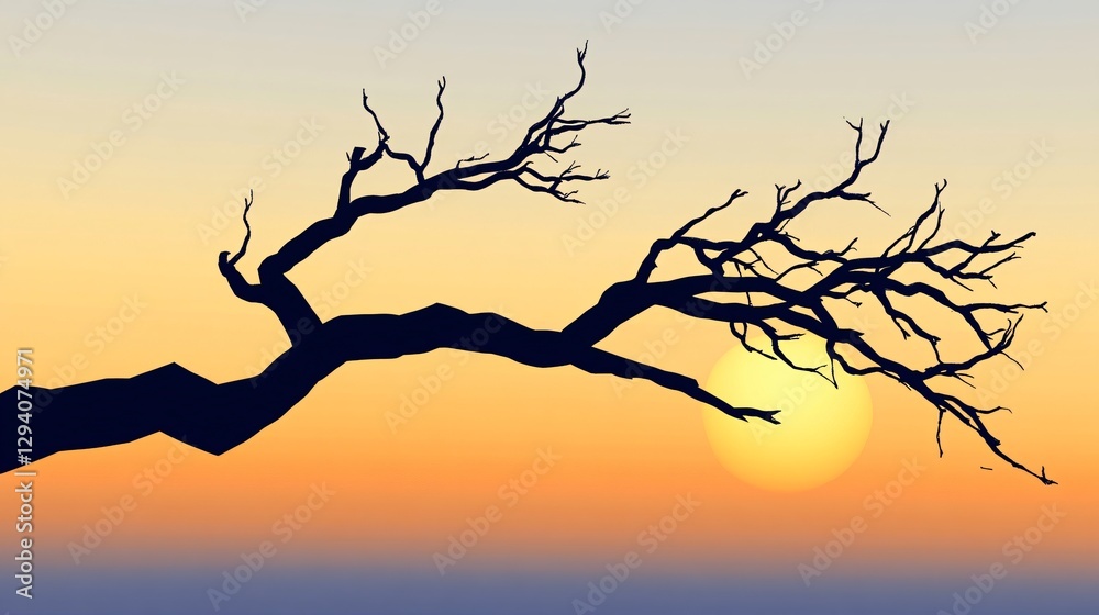 Ethereal Sunset Silhouette Tree Branch Concept Ethereal Sunset Silhouette Tree Branch Concept
