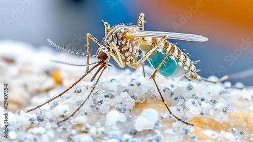 Microscopic Close up of a Mosquito on a Textured Surface Detailed Insect Photography