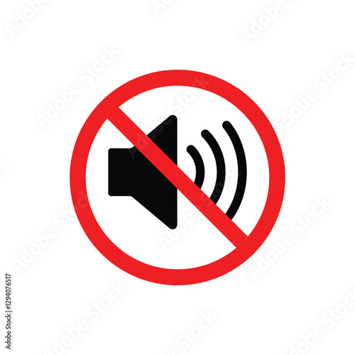 Vector icon of no speaker and volume-off symbol indicating mute