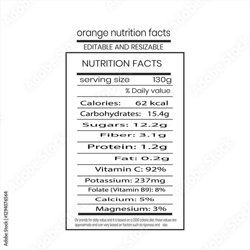 orange nutrition facts design