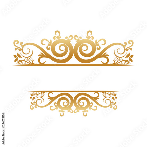Gold Border Red Ribbon Banner For Text Add and Vector vintage royal title border or text frame ornament elements, Luxury vintage Border wedding invitation card