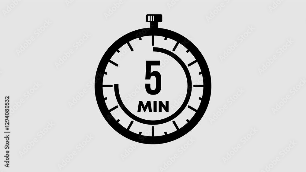 Symbolic 15 minute countdown graphic animation. Alpha channel. Transparent background motion design. 4K resolution