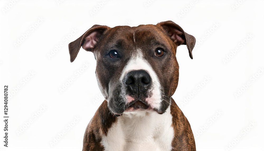Juvenile Brindle American Staffordshire Terrier Adorable and Alert, with Bright Eyes Gazing Straight into the Camera against a Warmhued Background, Showcasing the Vibrant and Playful Juvenile Brindle American Staffordshire Terrier Adorable and Alert, with Bright Eyes Gazing Straight into the Camera against a Warmhued Background, Showcasing the Vibrant and Playful