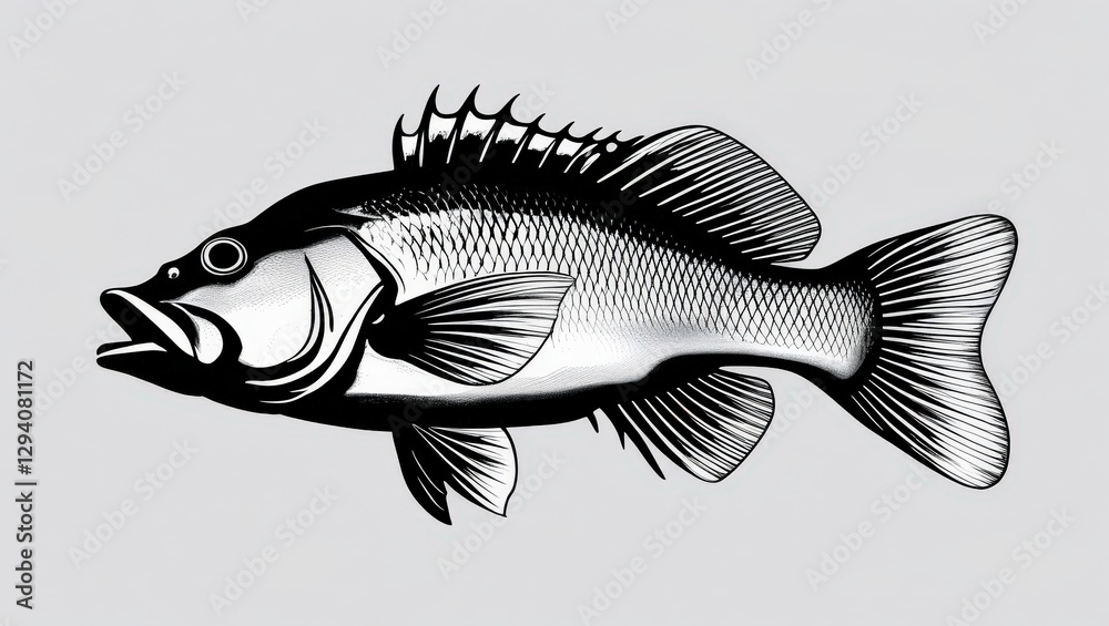 Obraz premium marlin black and white vector