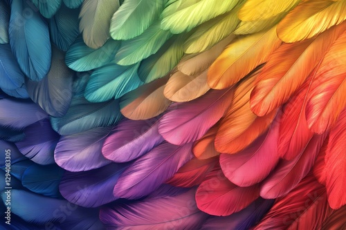 Vibrant Rainbow Colored Feathers Background Texture Image for Design