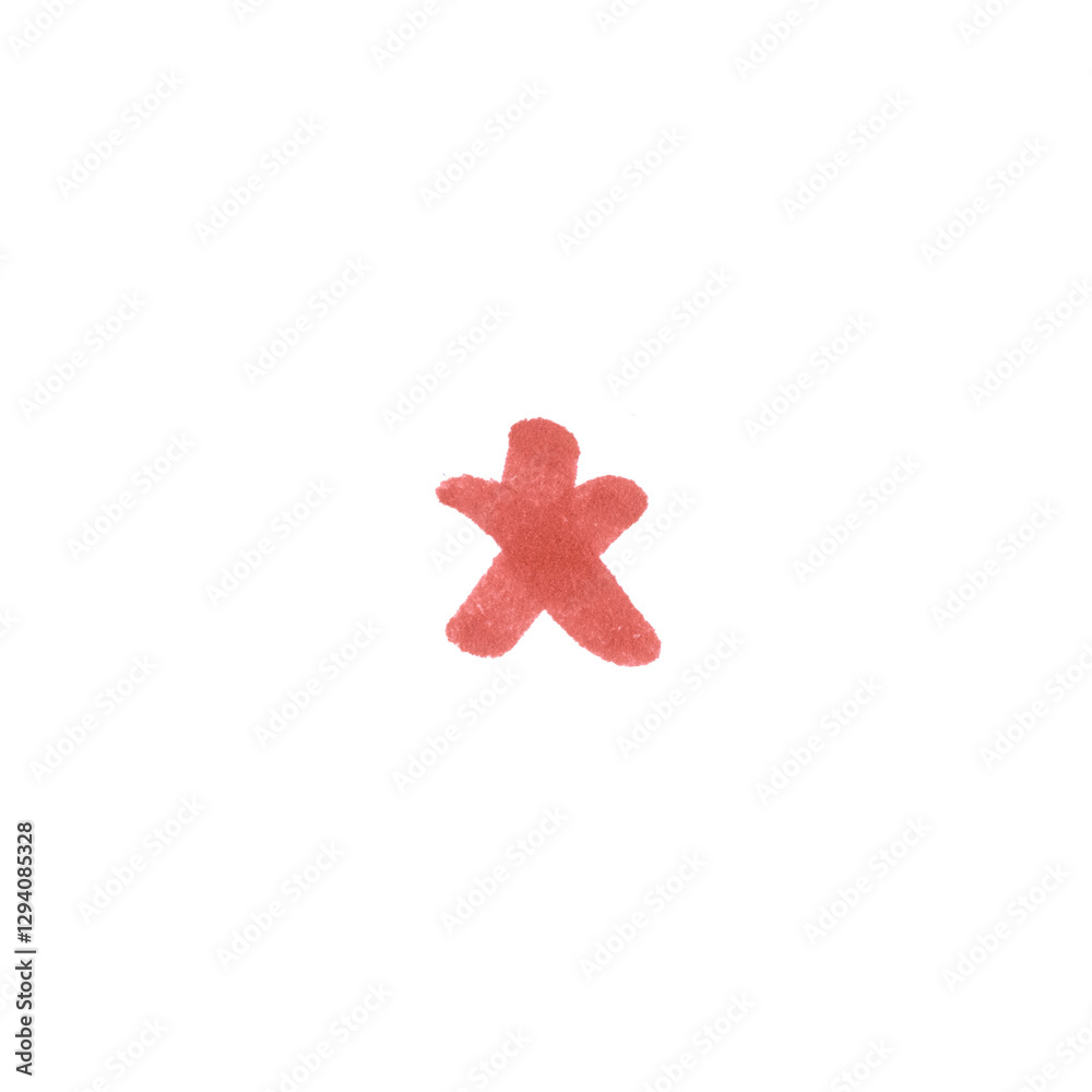Obraz premium Asterisk Symbol, hand-drawn marker glyph with red color on transparent Background