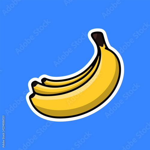 Banana icon set isolated vector illustration. Peel bananas, yellow fruit and a bunch of bananas. Tropical fruits, banana snacks or vegetarian nutrition.