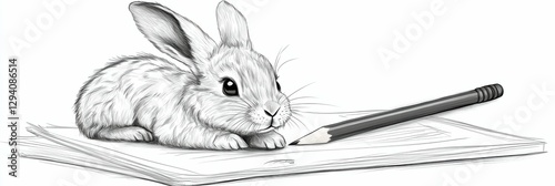 Dictation Worksheet for Children in the Classroom. Drawing a Hare from a Book
