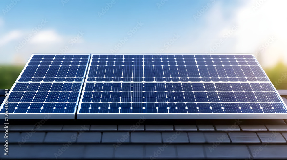 Modern House with Solar Panels on Roof, Clean Energy Concept
Modern House with Solar Panels on Roof, Clean Energy Concept