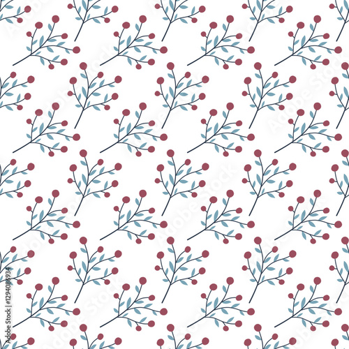Wallpaper Mural Seamless pattern of leaves. Cute illustration, vector,blue color, simple Torontodigital.ca