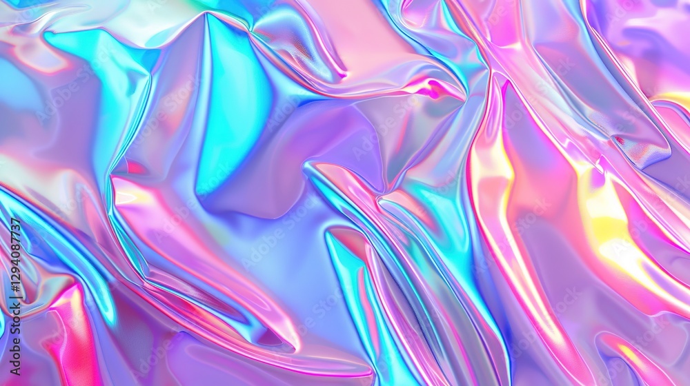 Fototapeta premium Iridescent neon background. Holographic Abstract soft pastel colors backdrop. Hologram Foil Aesthetic. Trendy vaporwave creative gradient