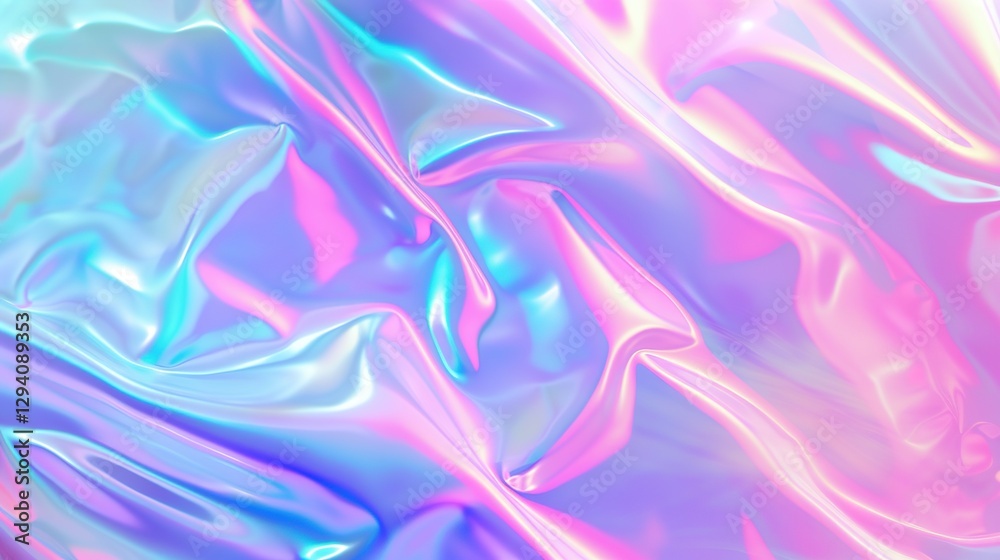 Fototapeta premium Iridescent neon background. Holographic Abstract soft pastel colors backdrop. Hologram Foil Aesthetic. Trendy vaporwave creative gradient