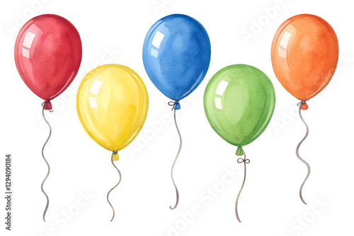  Set of Colorful Balloons Isolated on White Background