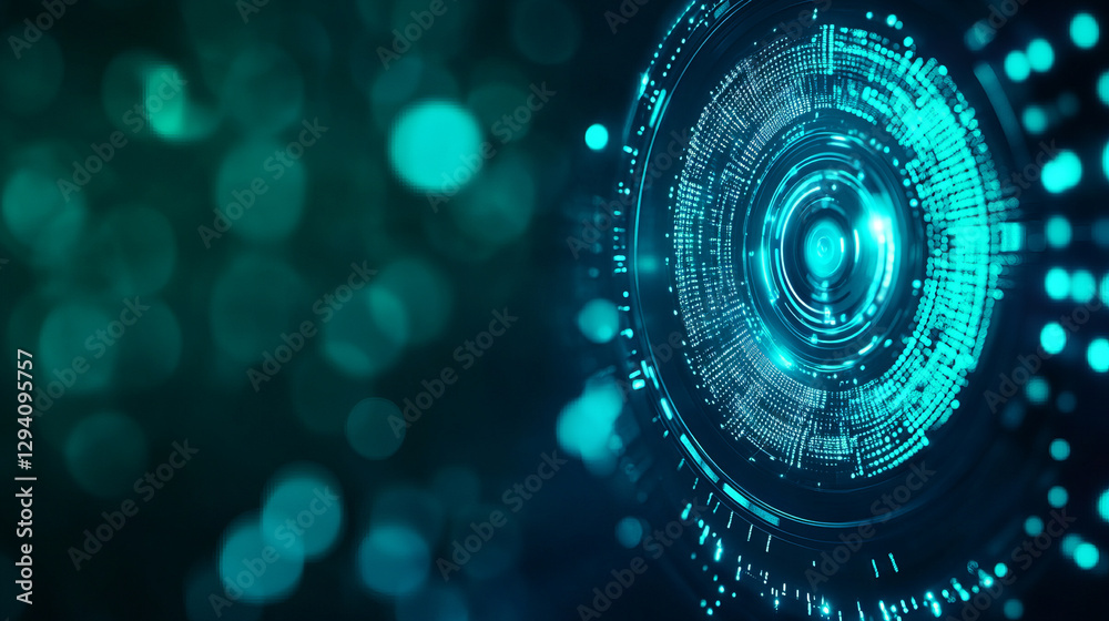 Obraz premium Digital abstract design with glowing circles and patterns