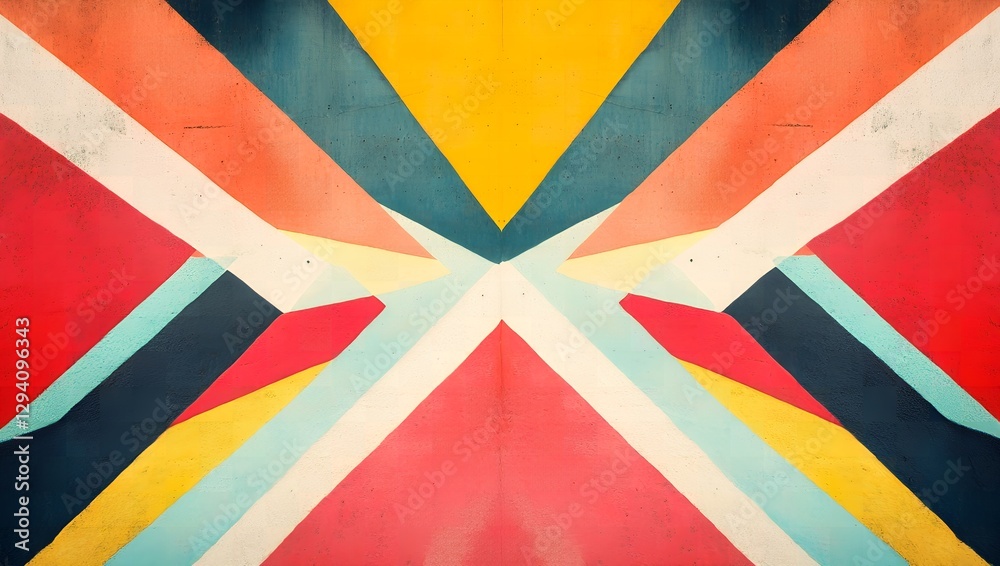 Fototapeta premium Vibrant Geometric Wall Art Abstract Colorful Paint Design Background Texture