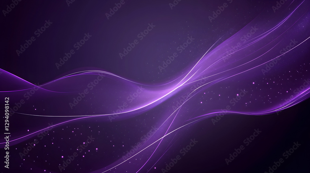 Obraz premium Purple background with smooth lines and glowing stars 