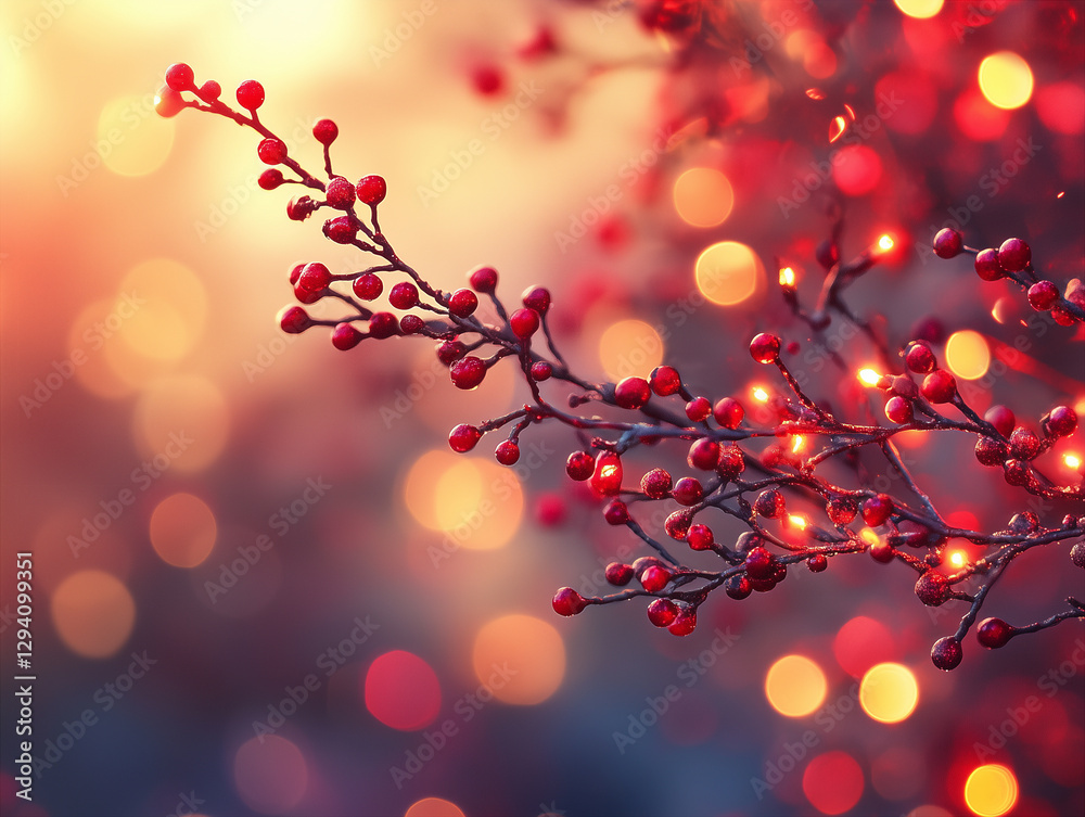 Fototapeta premium Cozy red Christmas setting, New Year postcard