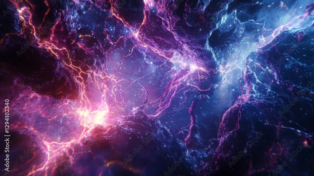Vibrant Cosmic Nebula with Swirling Purple and Blue Energy in Space Background Vibrant Cosmic Nebula with Swirling Purple and Blue Energy in Space Background