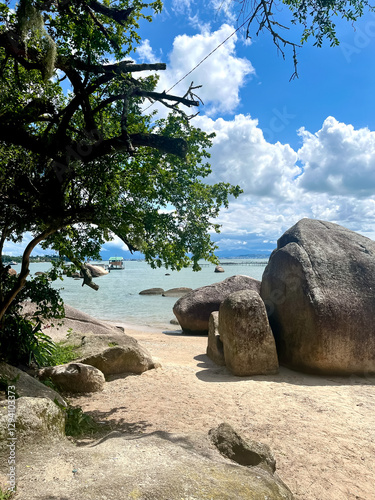 A sunny day in Santo Antonio de Lisboa beach, Florianopolis, Brazil
