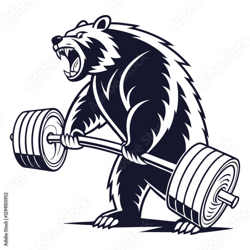 a mighty aggressive bear with a fierce expression vector art