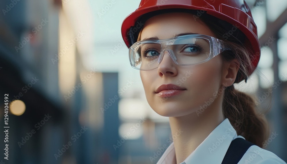 Female Power Engineer In A Helmet Utilizing A Computer Tablet To Conduct High Voltage Electricity Checks Outdoors For Distribution And Supply. Female Power Engineer In A Helmet Utilizing A Computer Tablet To Conduct High Voltage Electricity Checks Outdoors For Distribution And Supply.