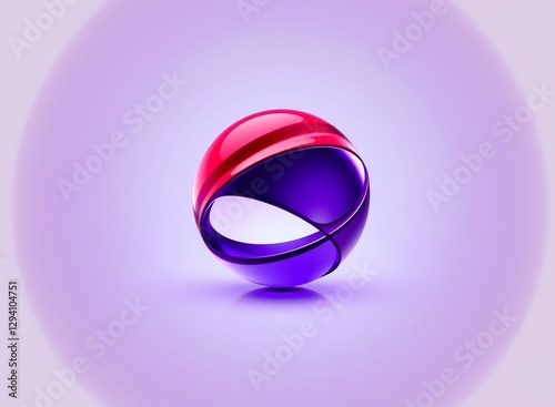 an image of a purple and red sphere with a white background, there is a purple and red ball with a curved design photo