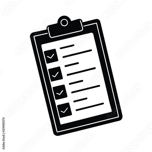 Simple checklist clipboard vector highlighting organized tasks and efficient office scheduling on white