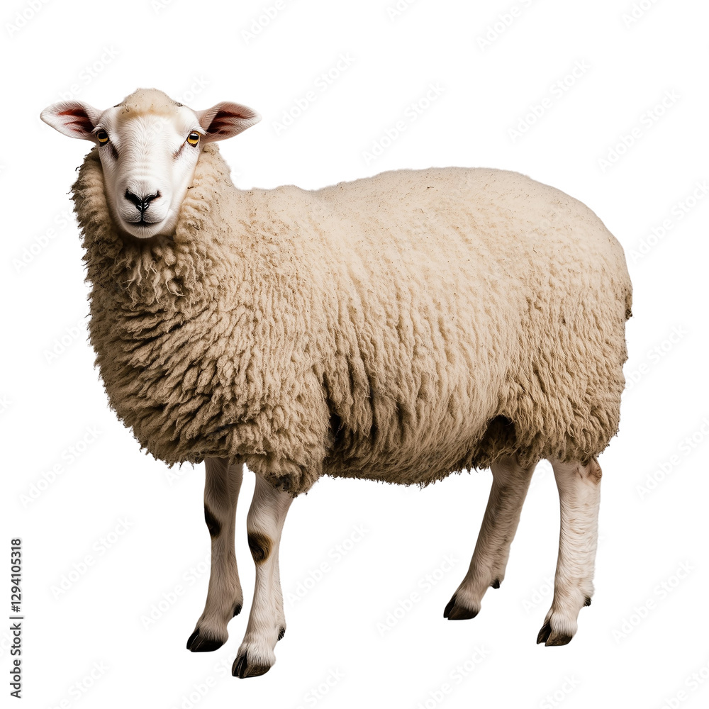 A fluffy sheep isolated on a transparent background, perfect for agricultural designs, farm related visuals, and animal themed projects A fluffy sheep isolated on a transparent background, perfect for agricultural designs, farm related visuals, and animal themed projects