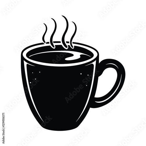 Modern coffee mug vector design offering a simple image of relaxed work moments on white