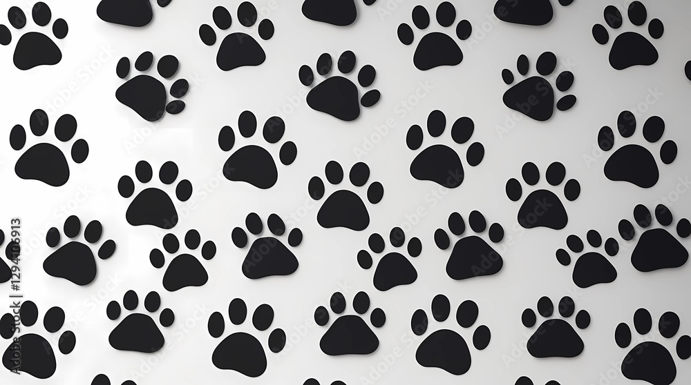 Fototapeta premium Vector paw icon print - cat paw pattern - dog paw seamless pattern