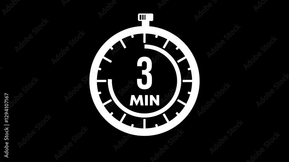 Symbolic 10 minute countdown graphic animation. Alpha channel. Transparent background motion design. 4K resolution