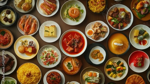 Wallpaper Mural Collage of Colorful and Diverse Food Items Arranged - High Fidelity. Torontodigital.ca