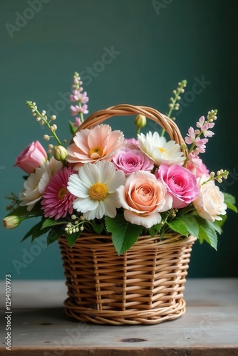 Wallpaper Mural Delicate wildflowers artfully arranged in a charming wicker basket , organic, closeup, still life Torontodigital.ca