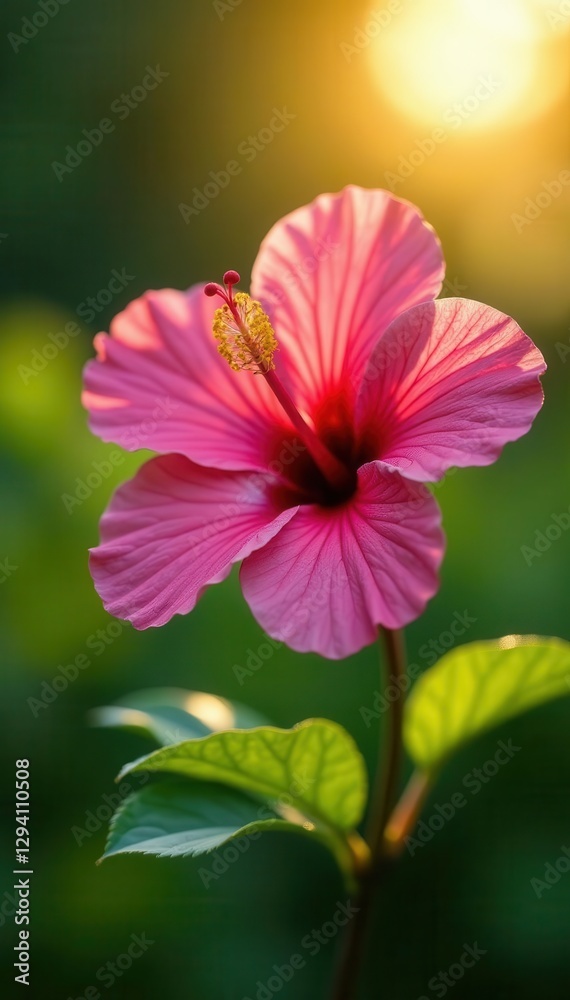 Fully opened pink and yellow hibiscus, sunlit , art, yellow Fully opened pink and yellow hibiscus, sunlit , art, yellow