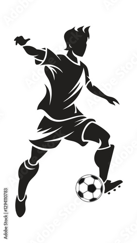 Soccer Player Silhouette Kicking Ball