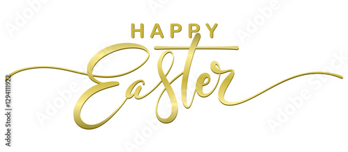 Happy easter hand lettering calligraphy isolated on white background. Vector holiday illustration element. Happy easter script calligraphy