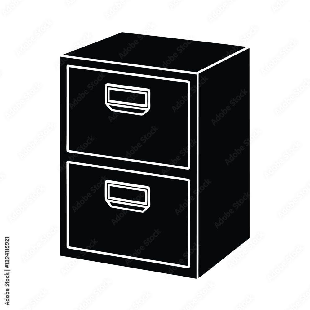 Modern file cabinet illustration showcasing neat design for secure document storage in offices on white Modern file cabinet illustration showcasing neat design for secure document storage in offices on white