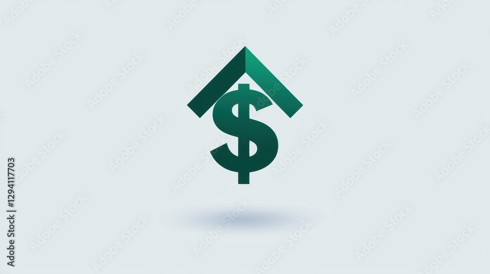 Green Dollar Symbol with Upward Arrow Signifying Financial Growth Green Dollar Symbol with Upward Arrow Signifying Financial Growth