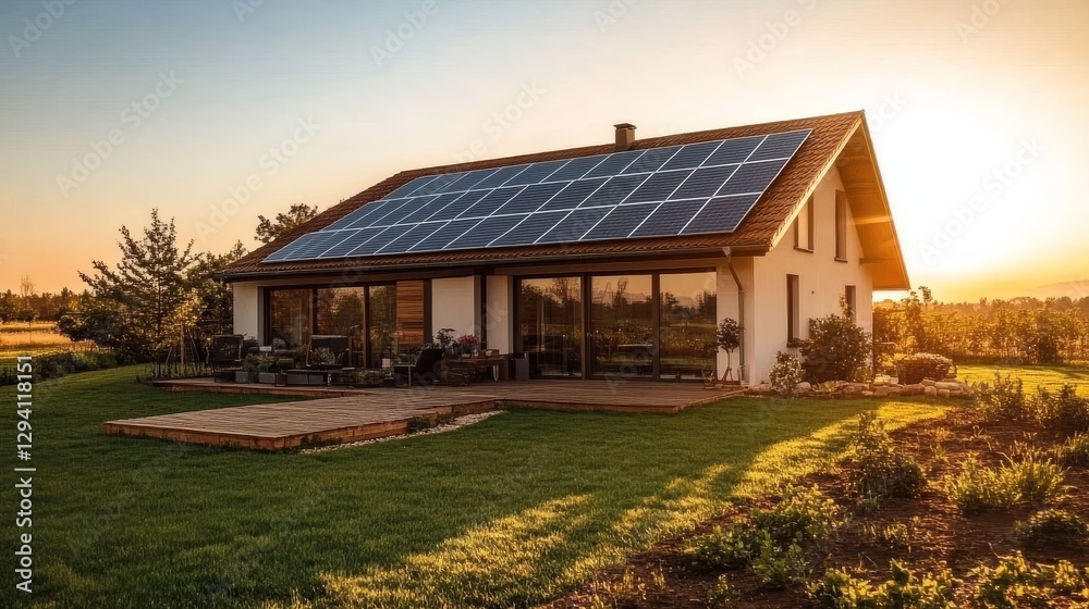 Obraz premium The benefits of solar panels for sustainable living.