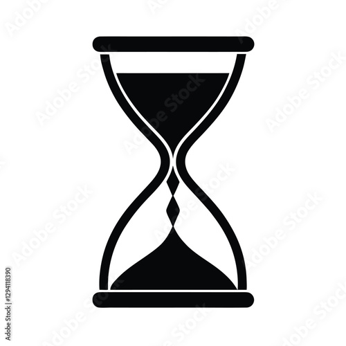 Simple hourglass illustration demonstrating efficient time tracking and organized office routine on white