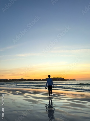Serene Sunset Beach Silhouette