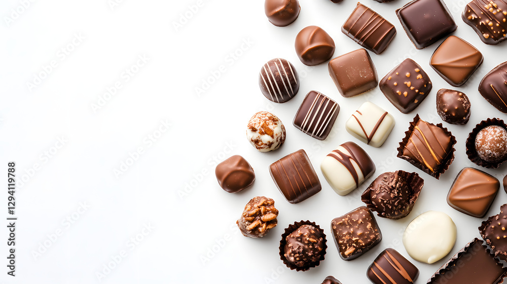Photo of a variety of chocolates on a white background
Photo of a variety of chocolates on a white background
