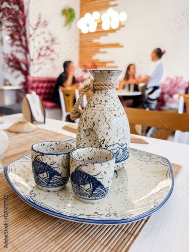Elegant Sake Bottle and Cup Set