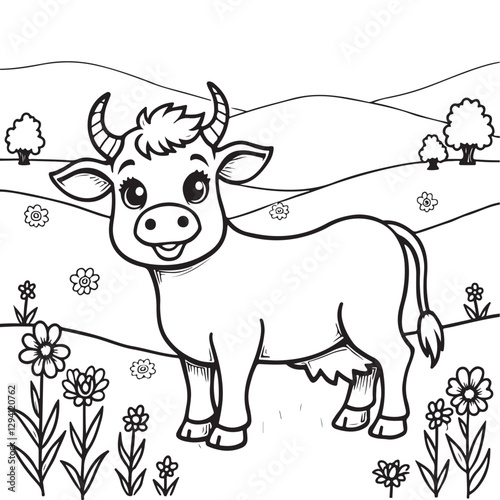vector illustration of a cow