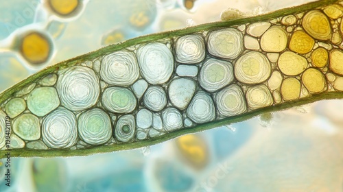 Microscopic cross-section of a plant stem for botany education.  photo