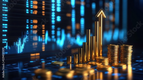 Gold chart rise, stock market, money, success, investment