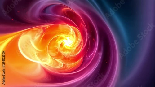 Abstract vortex of energy with bright light streams. Fractal light stream with bright colors and light effects.