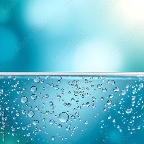 Water droplets on glass with soft light and bokeh effect