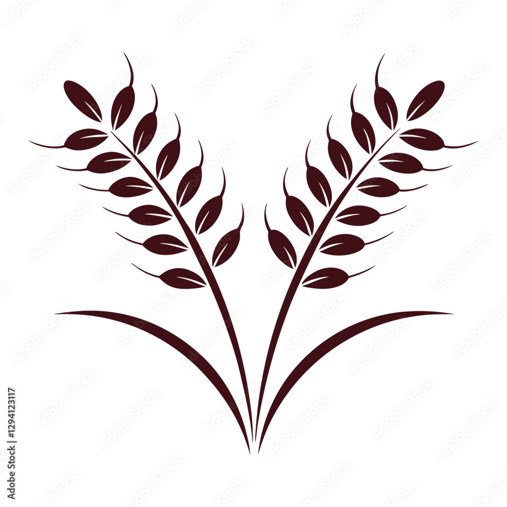Obraz premium Minimalist Organic Wheat Vector Icon.